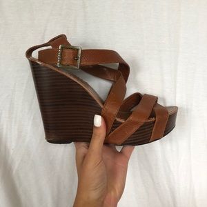Brown wedge sandals